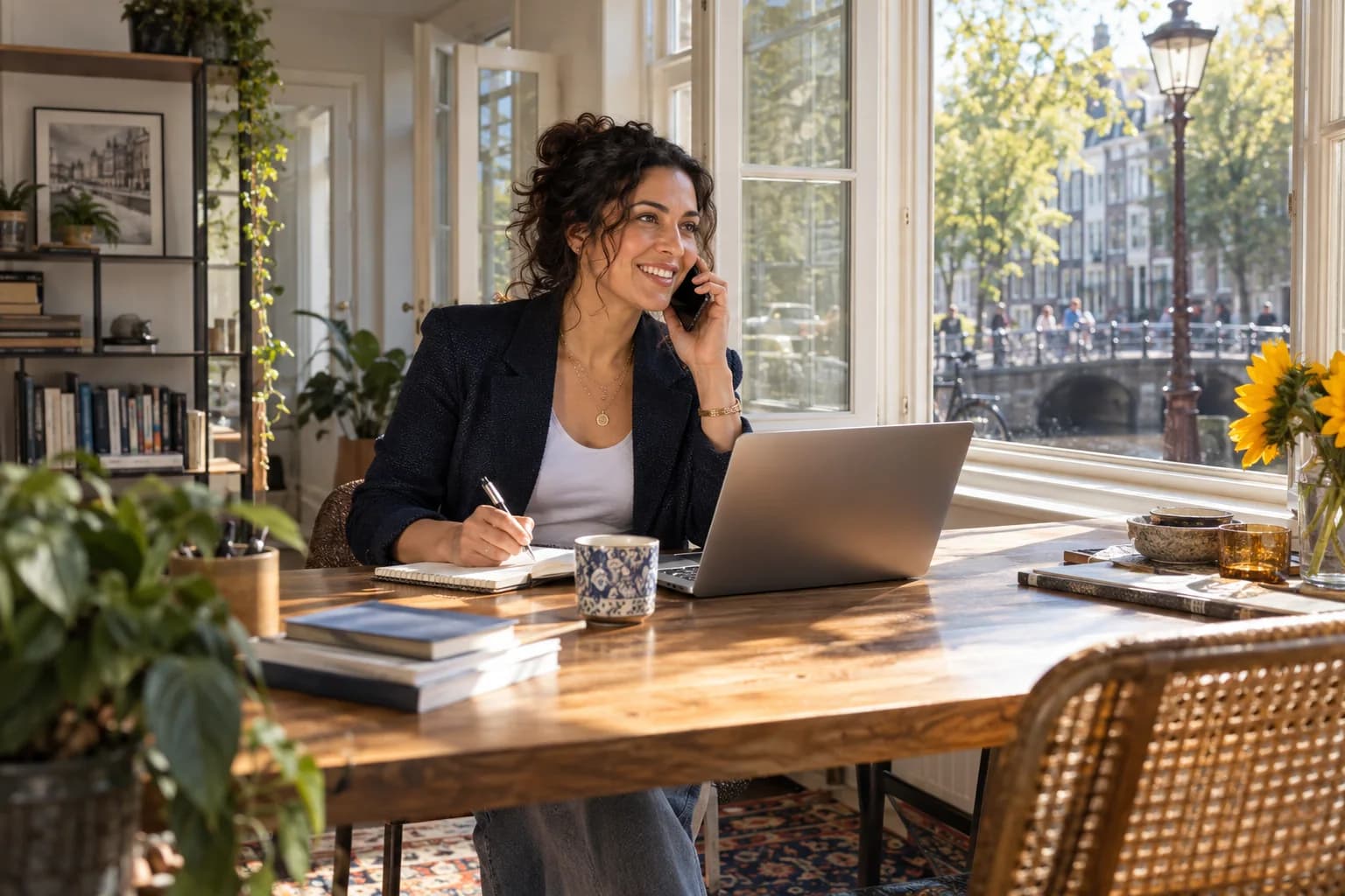Zelfstandig recruiter aan het werk in een lichte Nederlandse werkruimte